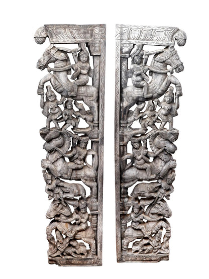 71" Attractive Wood Carved Large Brackets with Pair | Wood Carved Item for Home
