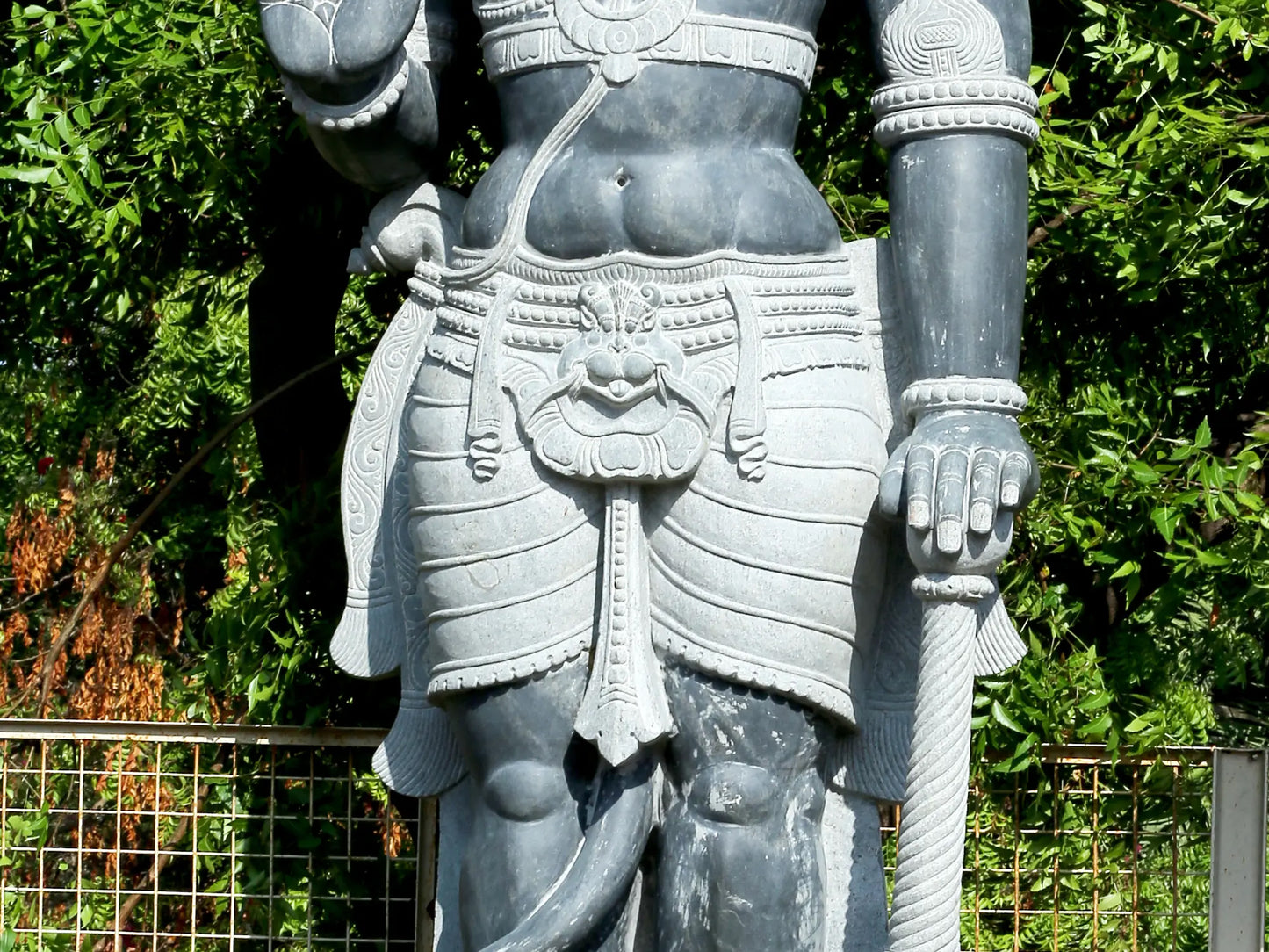 166" Large Standing Sankat Mochan Hanuman | Hard Granite Stone | Shipped by Sea Overseas