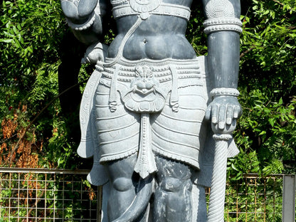 166" Large Standing Sankat Mochan Hanuman | Hard Granite Stone | Shipped by Sea Overseas