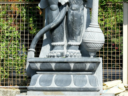 166" Large Standing Sankat Mochan Hanuman | Hard Granite Stone | Shipped by Sea Overseas