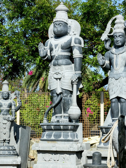 166" Large Standing Sankat Mochan Hanuman | Hard Granite Stone | Shipped by Sea Overseas