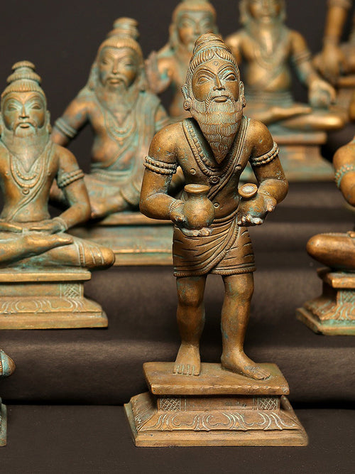 18 Siddhars of Tamil Siddha Tradition in Panchaloha Bronze – Swamimalai, Tamil Nadu