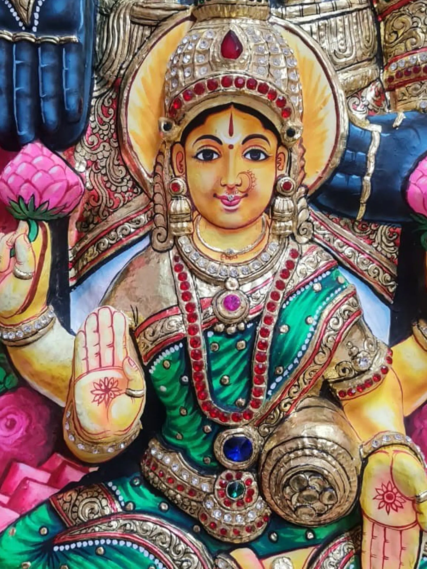 Masterpiece of Lord Venkateswara with Goddess Lakshmi | Handmade Tanjore Painting