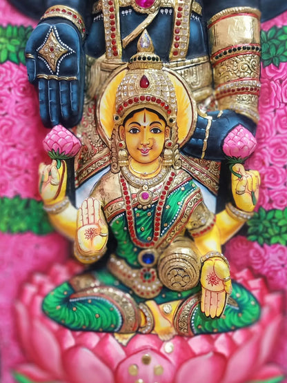 Masterpiece of Lord Venkateswara with Goddess Lakshmi | Handmade Tanjore Painting