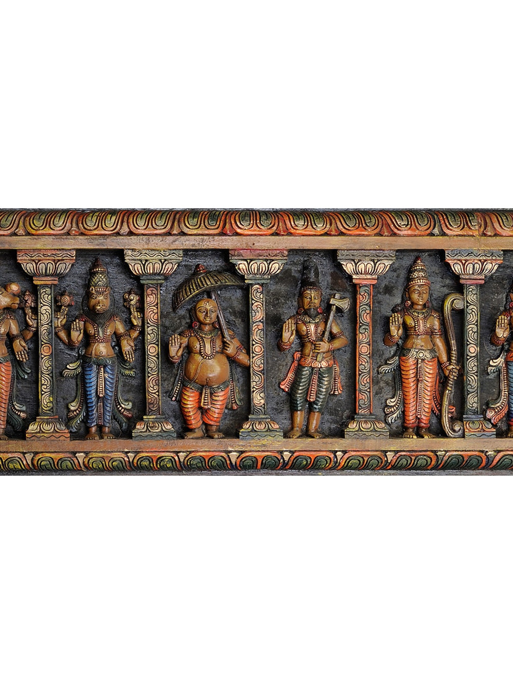 Temple-Style Dashavatara Wood Panel - Lord Vishnu’s Ten Manifestations
