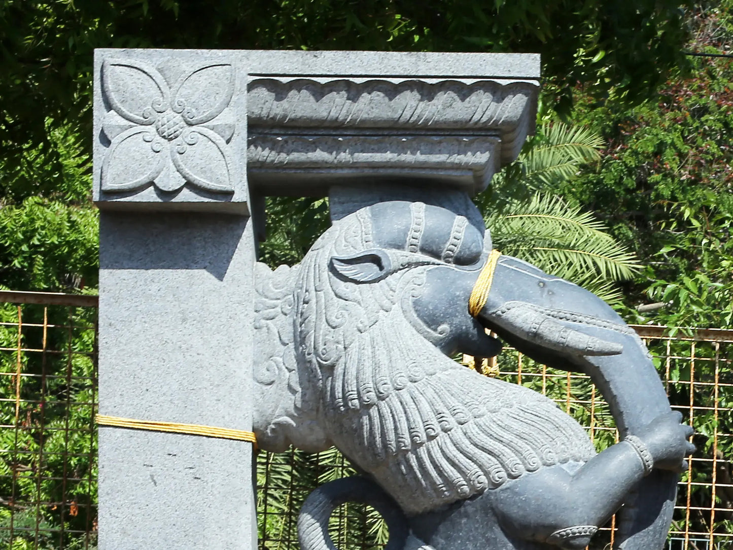 96" Large Pair of Yali Bracket | Hard Granite Stone Statue | (Shipped by Sea Overseas)