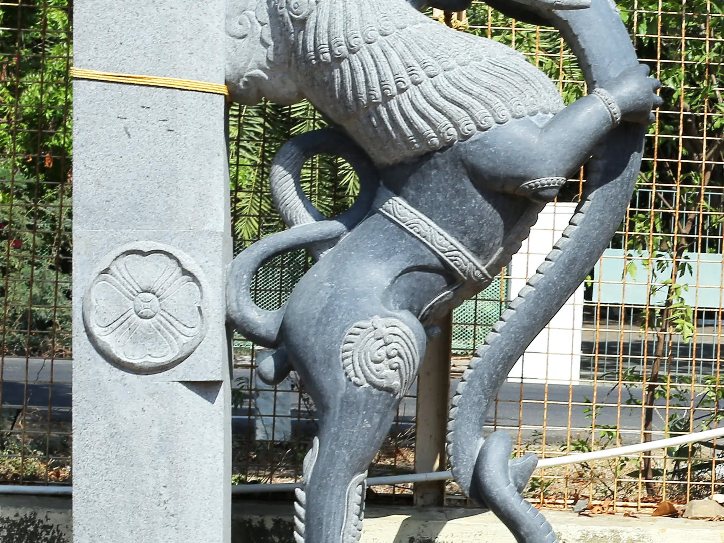 96" Large Pair of Yali Bracket | Hard Granite Stone Statue | (Shipped by Sea Overseas)