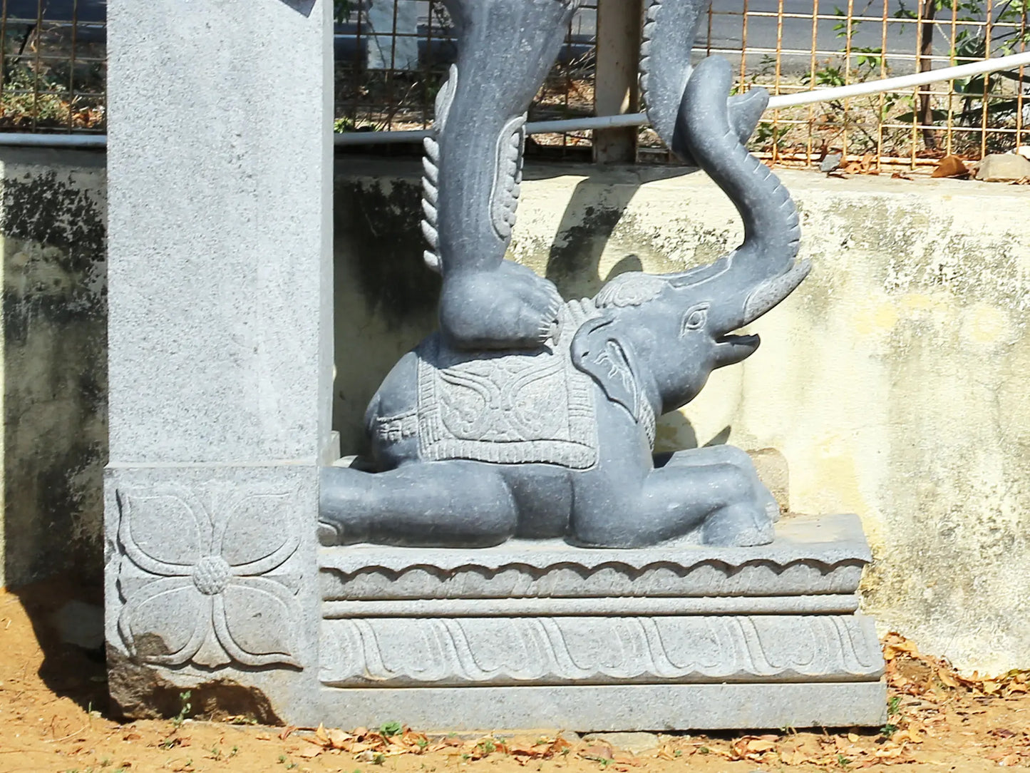 96" Large Pair of Yali Bracket | Hard Granite Stone Statue | (Shipped by Sea Overseas)