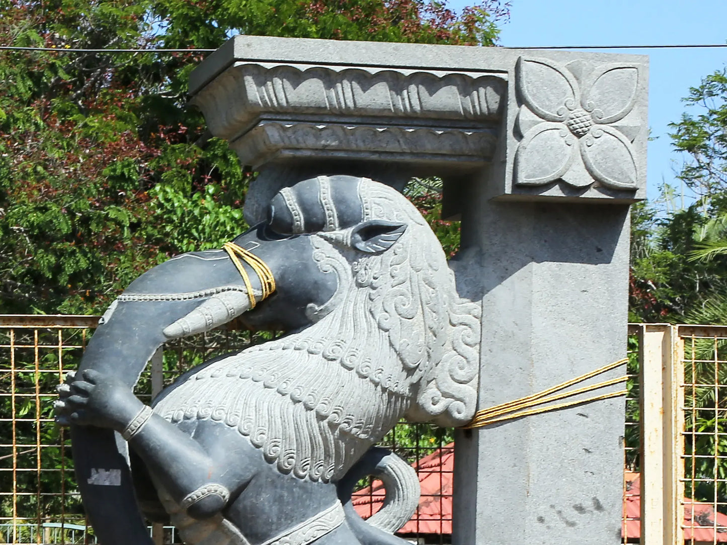96" Large Pair of Yali Bracket | Hard Granite Stone Statue | (Shipped by Sea Overseas)