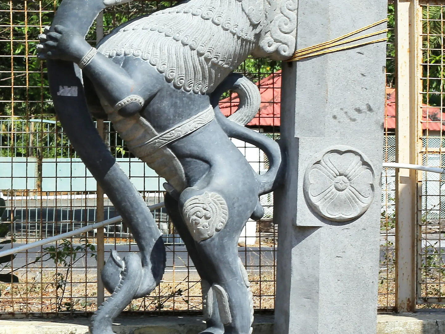 96" Large Pair of Yali Bracket | Hard Granite Stone Statue | (Shipped by Sea Overseas)