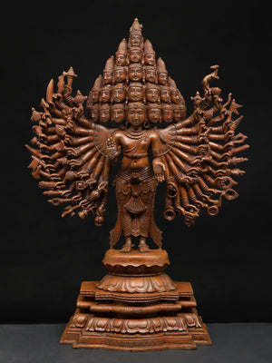 Sadashiva in Expansive Multi-Armed Form on Lotus Base in Panchaloha Bronze