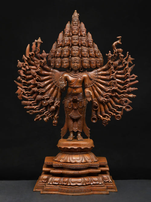 Sadashiva in Expansive Multi-Armed Form on Lotus Base in Panchaloha Bronze