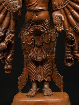 Sadashiva in Expansive Multi-Armed Form on Lotus Base in Panchaloha Bronze – Swamimalai, Tamil Nadu