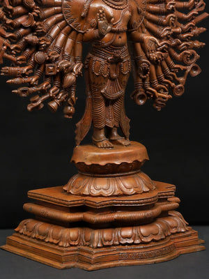 Sadashiva in Expansive Multi-Armed Form on Lotus Base in Panchaloha Bronze – Swamimalai, Tamil Nadu