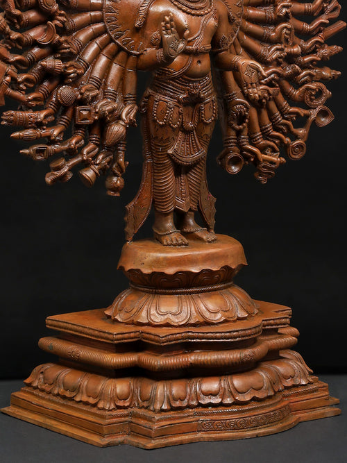 Sadashiva in Expansive Multi-Armed Form on Lotus Base in Panchaloha Bronze – Swamimalai, Tamil Nadu
