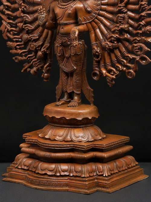 Sadashiva in Expansive Multi-Armed Form on Lotus Base in Panchaloha Bronze – Swamimalai, Tamil Nadu