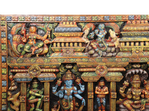 Wooden Vishnu–Krishna Lila Narrative Panel