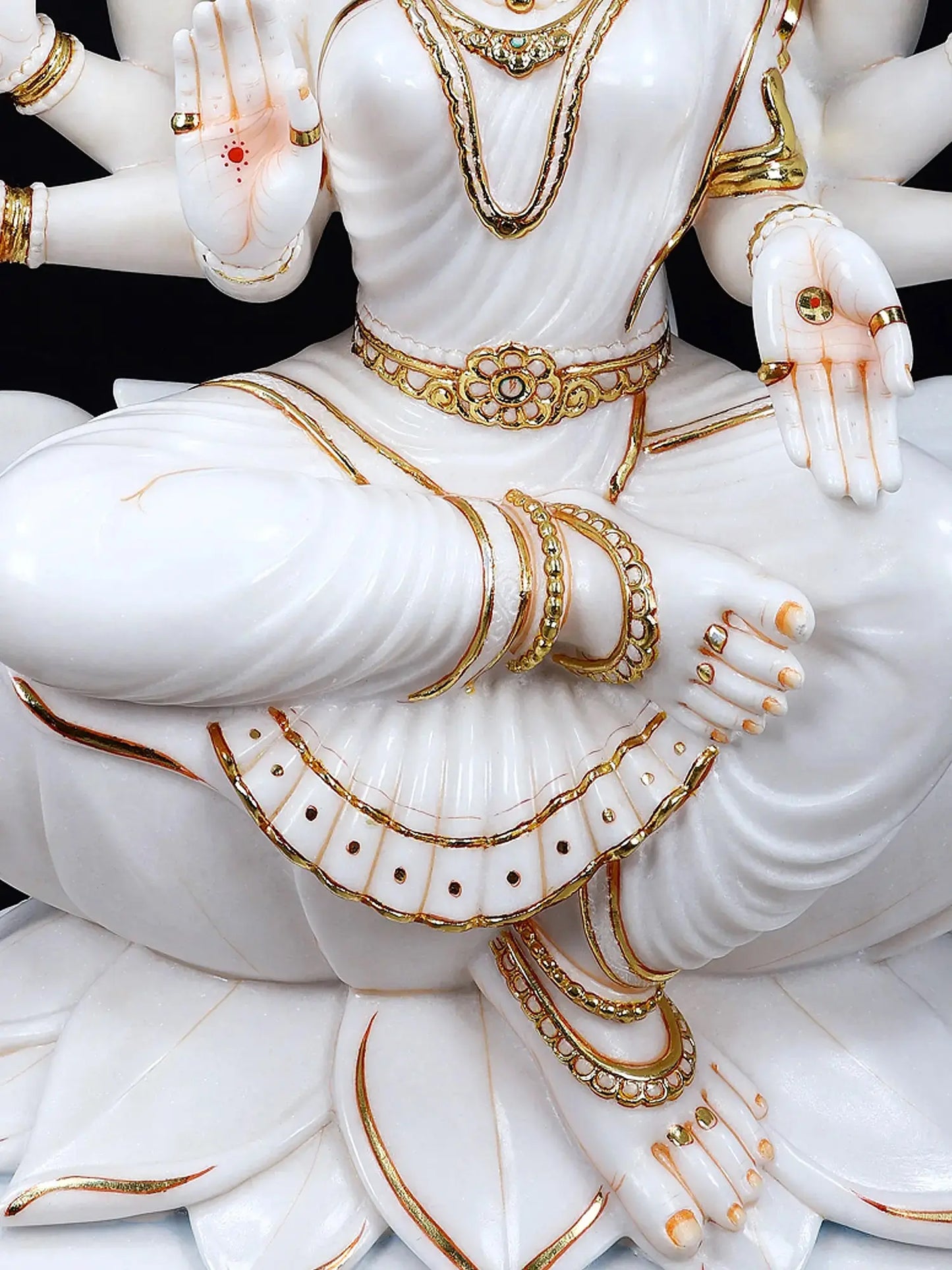 36" Superfine Goddess Varahi Staute with Eight Arms | White Marble Sculpture | Statue for Temple