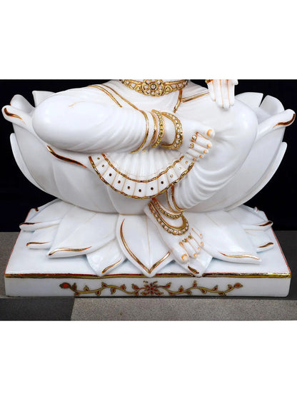 36" Superfine Goddess Varahi Staute with Eight Arms | White Marble Sculpture | Statue for Temple