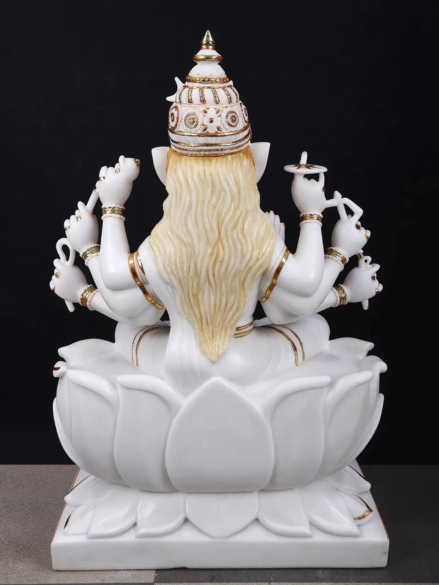 36" Superfine Goddess Varahi Staute with Eight Arms | White Marble Sculpture | Statue for Temple