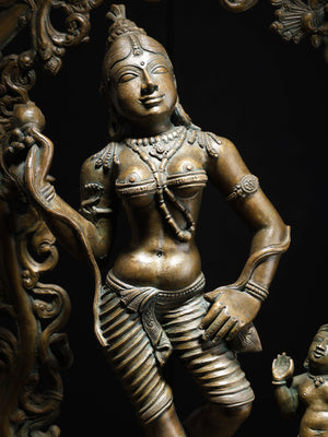 Goddess Ganga on Makara Mount With Lotus Pedestal Swamimali Bronze