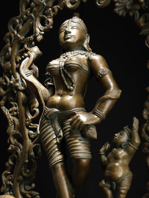 Goddess Ganga on Makara Mount With Lotus Pedestal Swamimali Bronze