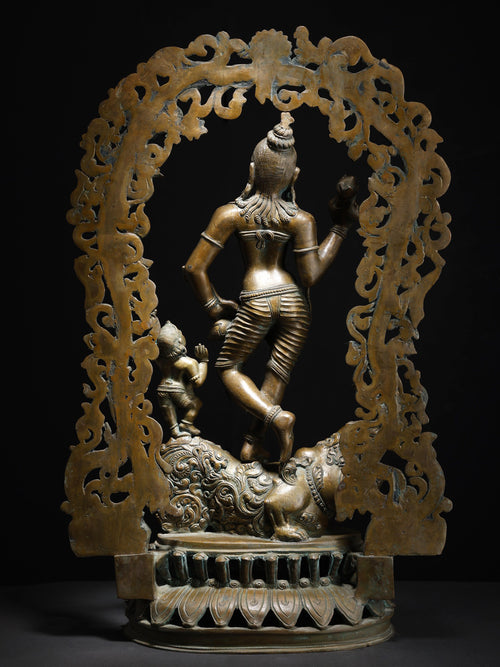 Goddess Ganga on Makara Mount With Lotus Pedestal Swamimali Bronze