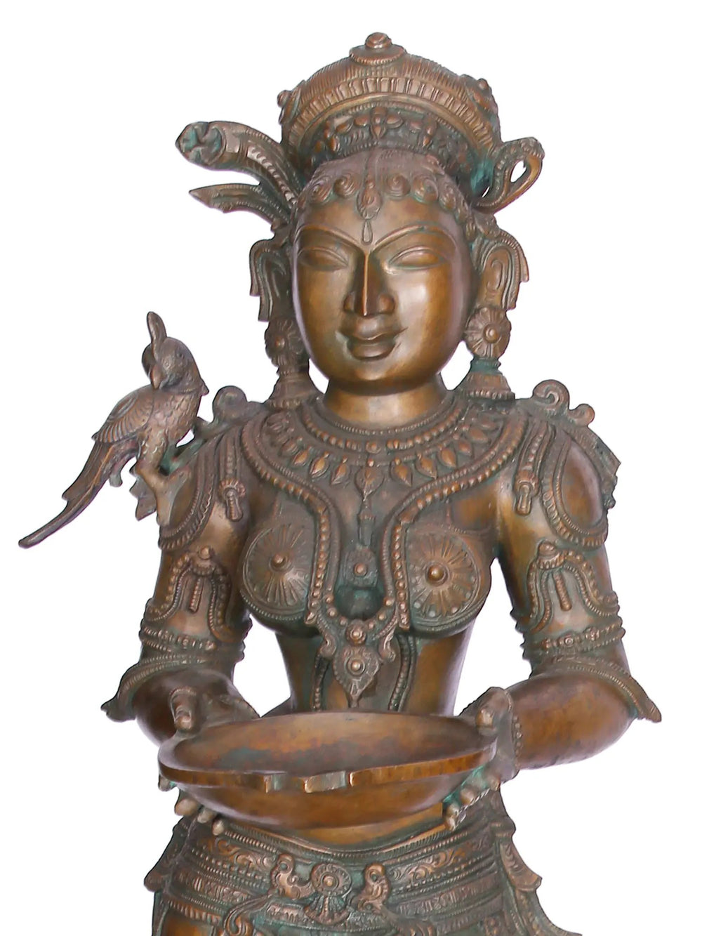 South Indian Deepalakshmi (Lady With Lamp) Pair - Bronze Statues