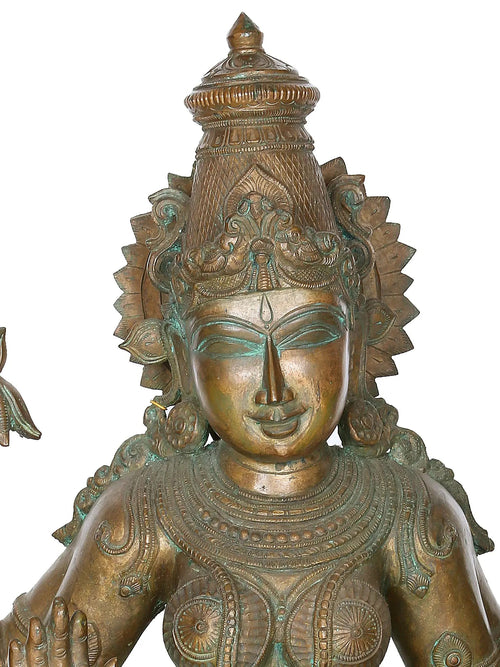 Four-Armed Lakshmi in Lalitasana on Lotus in Bronze