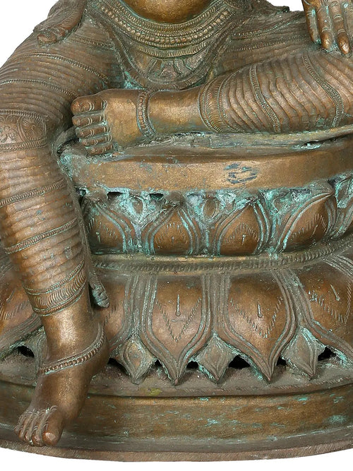 Four-Armed Lakshmi in Lalitasana on Lotus in Bronze