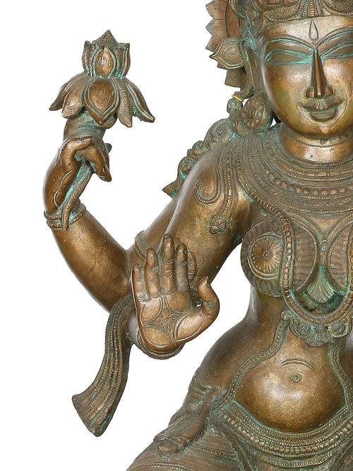 Four-Armed Lakshmi in Lalitasana on Lotus in Bronze