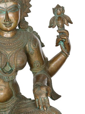 Four-Armed Lakshmi in Lalitasana on Lotus in Bronze