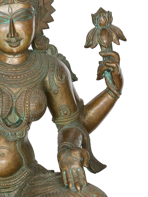 Four-Armed Lakshmi in Lalitasana on Lotus in Bronze
