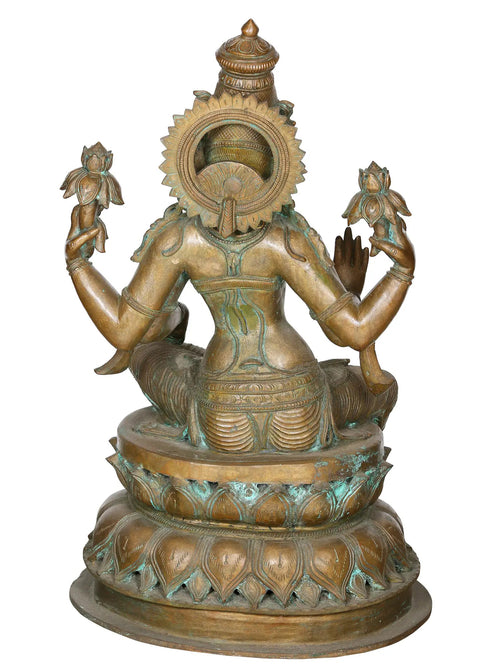 Four-Armed Lakshmi in Lalitasana on Lotus in Bronze