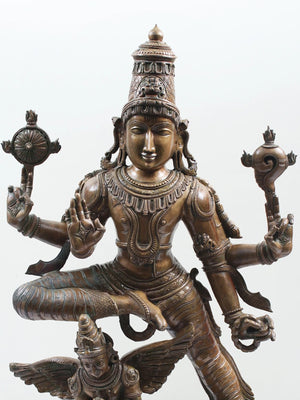 Four-Armed Vishnu On Garuda in Panchaloha Bronze