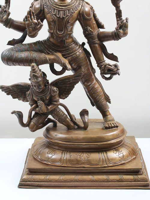 Four-Armed Vishnu On Garuda in Panchaloha Bronze