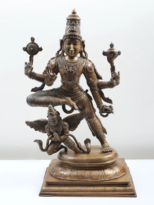 Four-Armed Vishnu On Garuda in Panchaloha Bronze