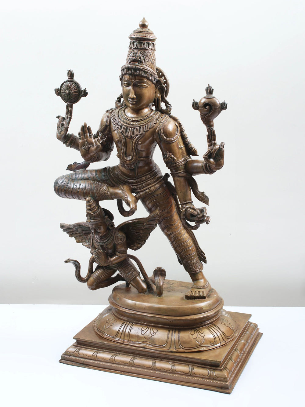 Four-Armed Vishnu On Garuda in Panchaloha Bronze