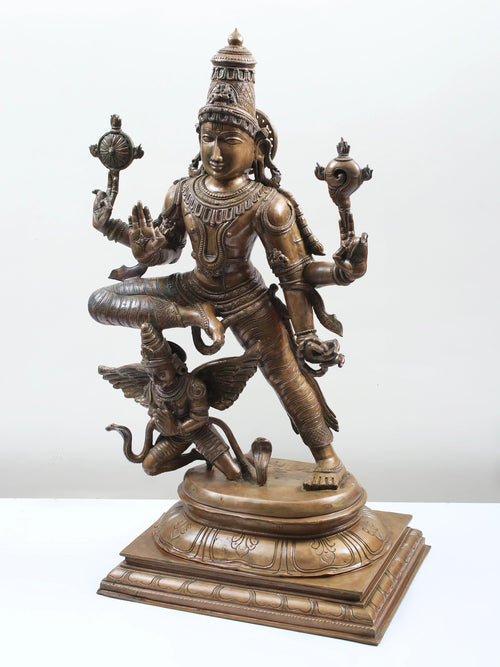 Four-Armed Vishnu On Garuda in Panchaloha Bronze