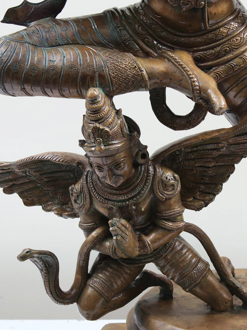 Four-Armed Vishnu On Garuda in Panchaloha Bronze