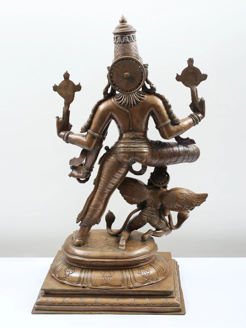 Four-Armed Vishnu On Garuda in Panchaloha Bronze