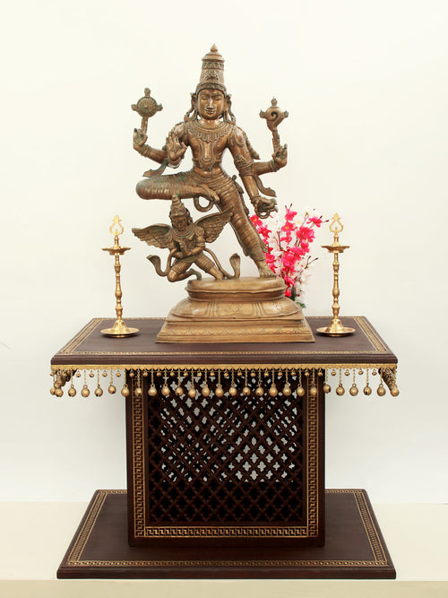 Four-Armed Vishnu On Garuda in Panchaloha Bronze